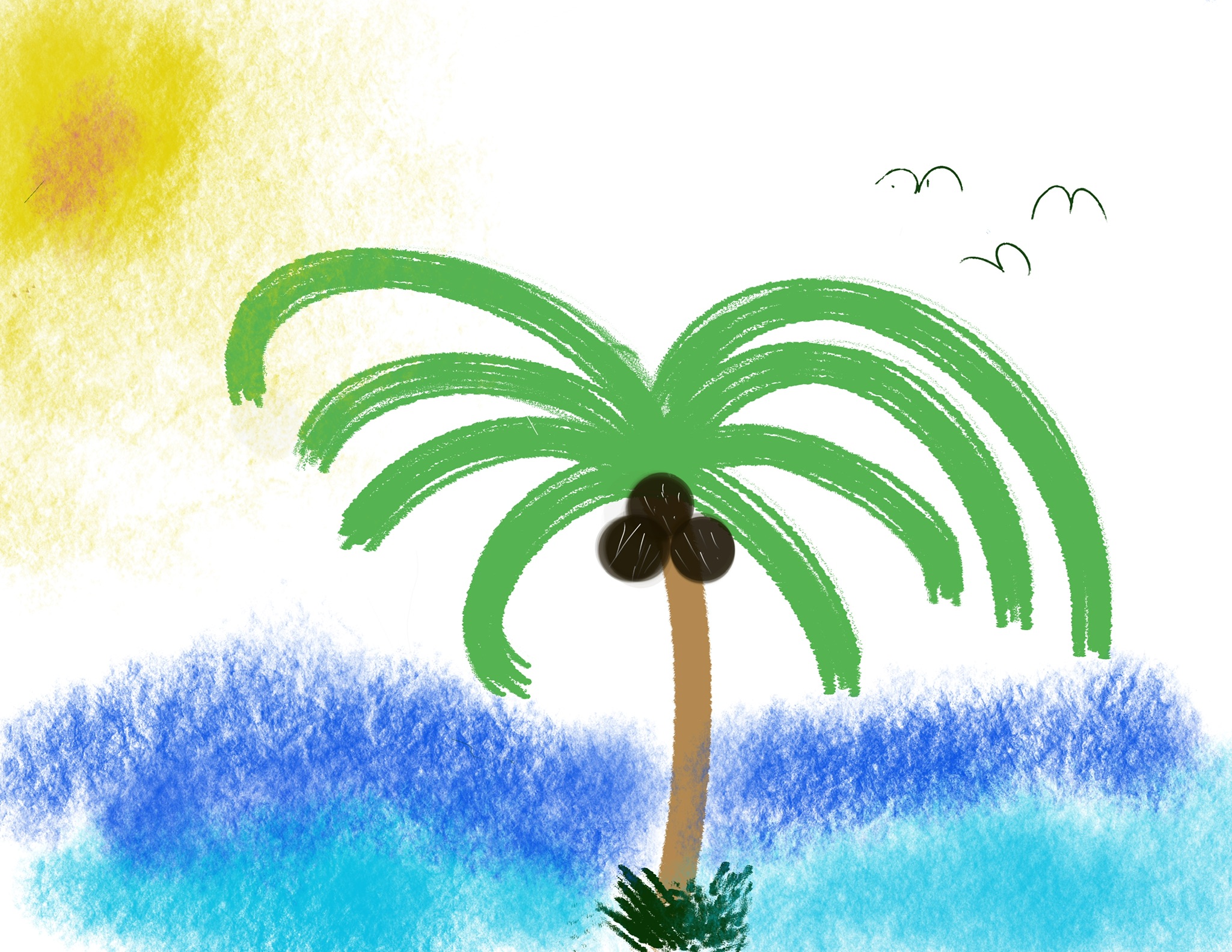 Technique Palm Tree Drawing Art Set, Digital Lessons, Level 1